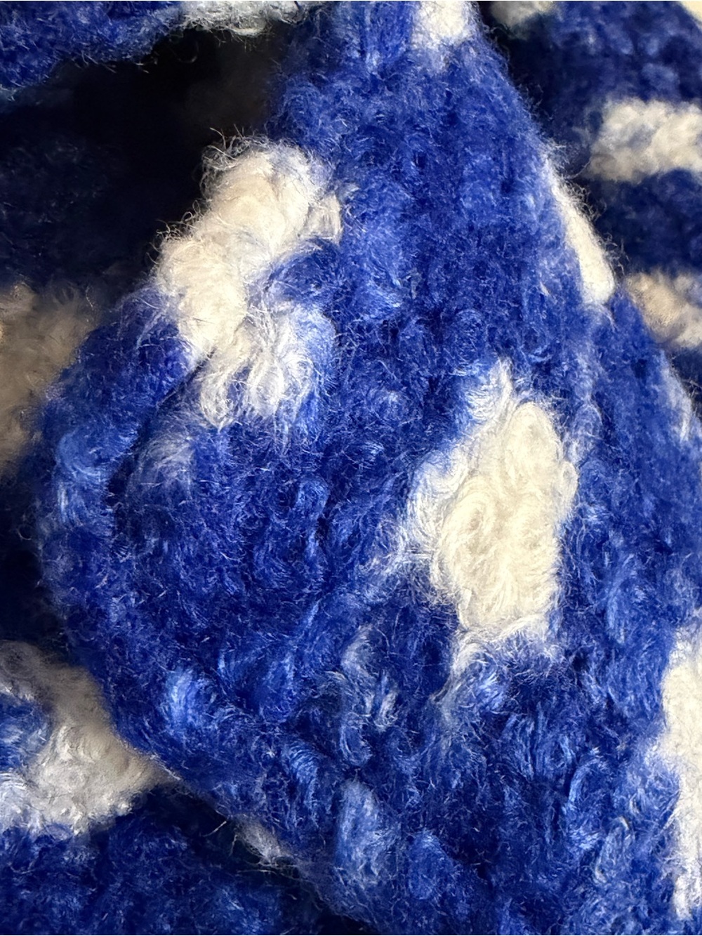 ACTIVE USA - Blue & White Bouclé Double-Breasted Coat - Picture 3 of 9